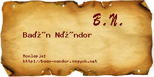 Baán Nándor névjegykártya